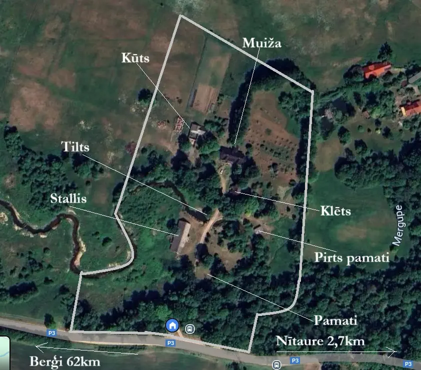 Satellite view of Krigalu estate with property boundaries and landmarks